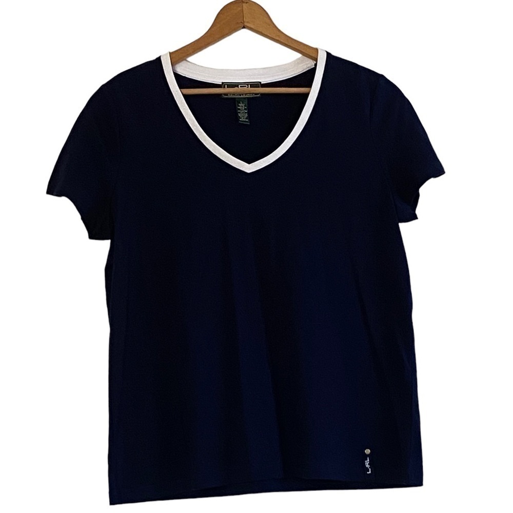 Lauren Active Ralph Lauren Navy Short Sleeve T-Shirt Size Large - Picture 1 of 5